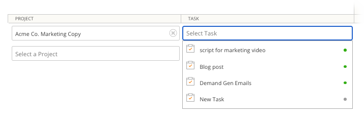 Select Project and Task in Timesheets.png