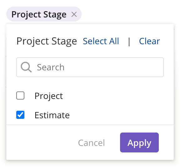 Project Stage filter with estimate selection.png