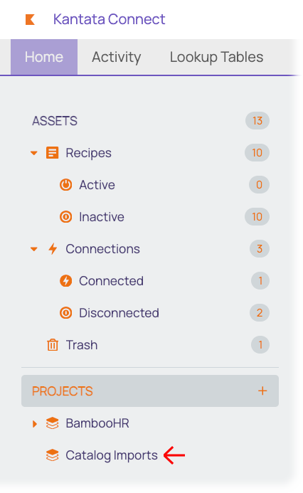 Catalog Imports project in left navigation.png