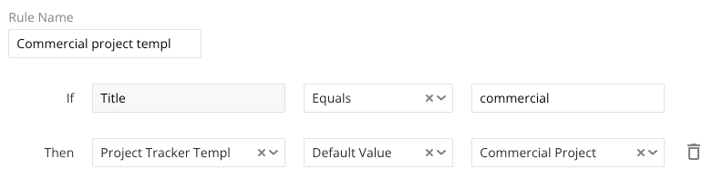 Field rule example: commercial project template